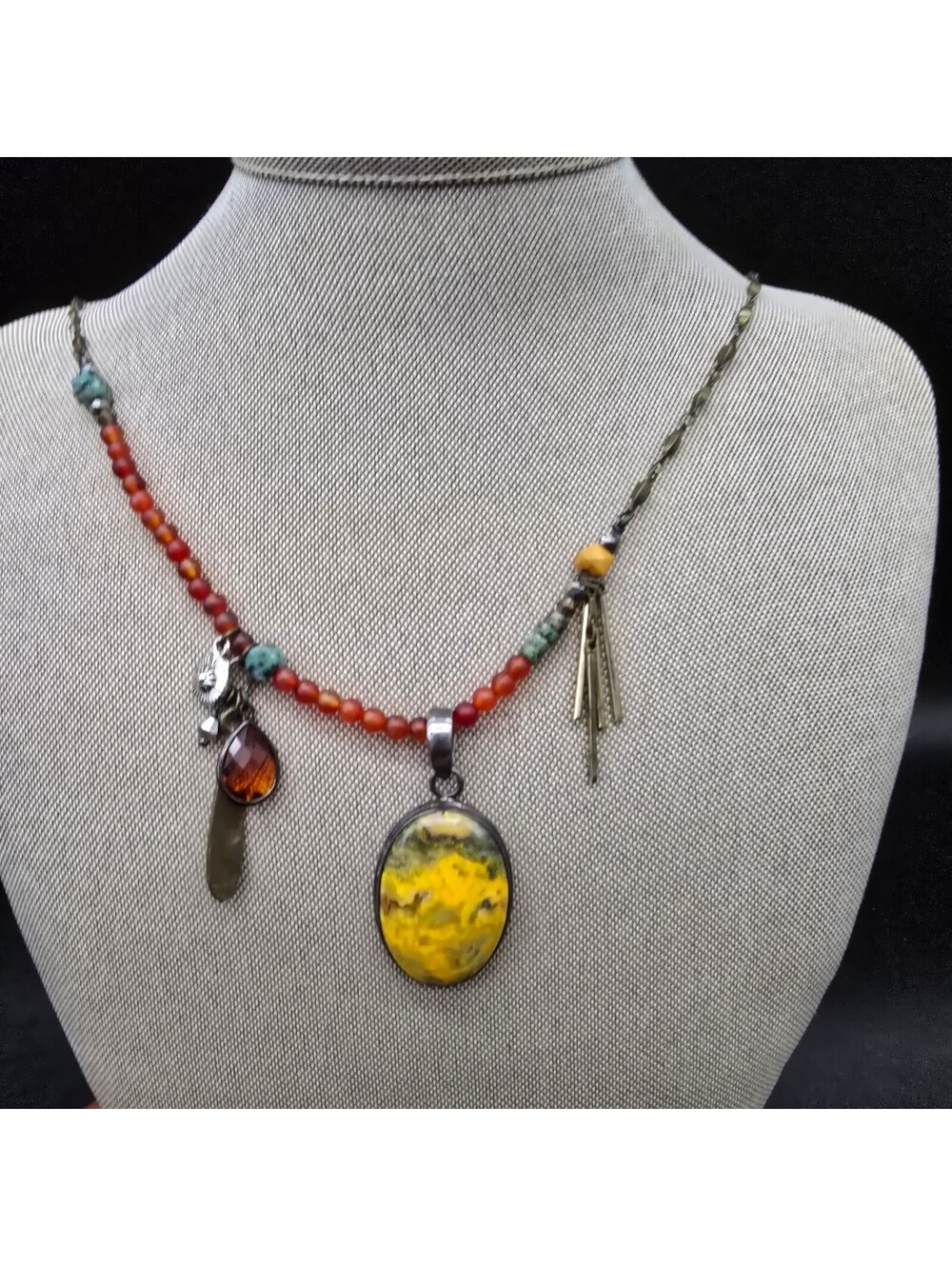 Silpada Retired .925 Sterling Silver Bumblebee Jasper Carnelian Necklace